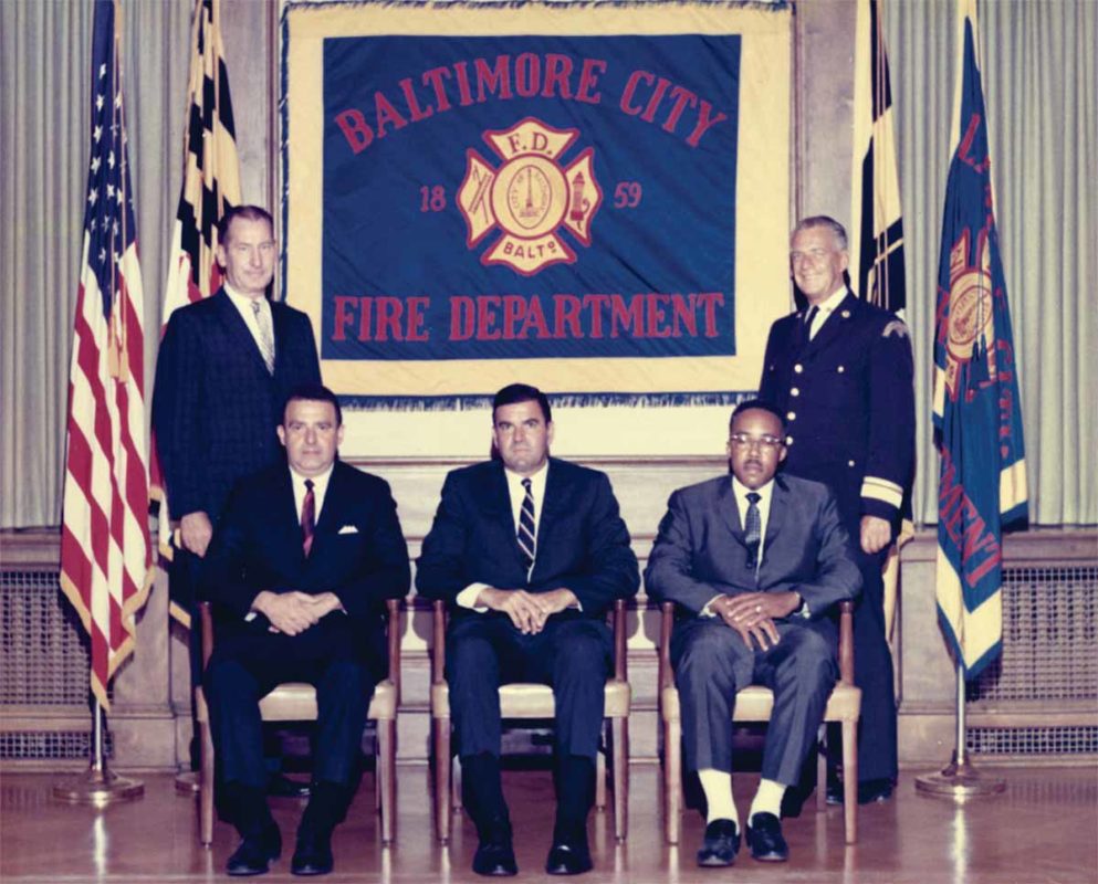 Baltimore City Fire Department emblem on firefighter's uniform